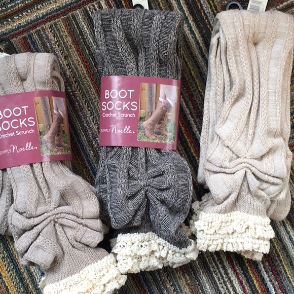 Crochet edge scrunch boot socks, the grayish brown - Picture 5 of 6